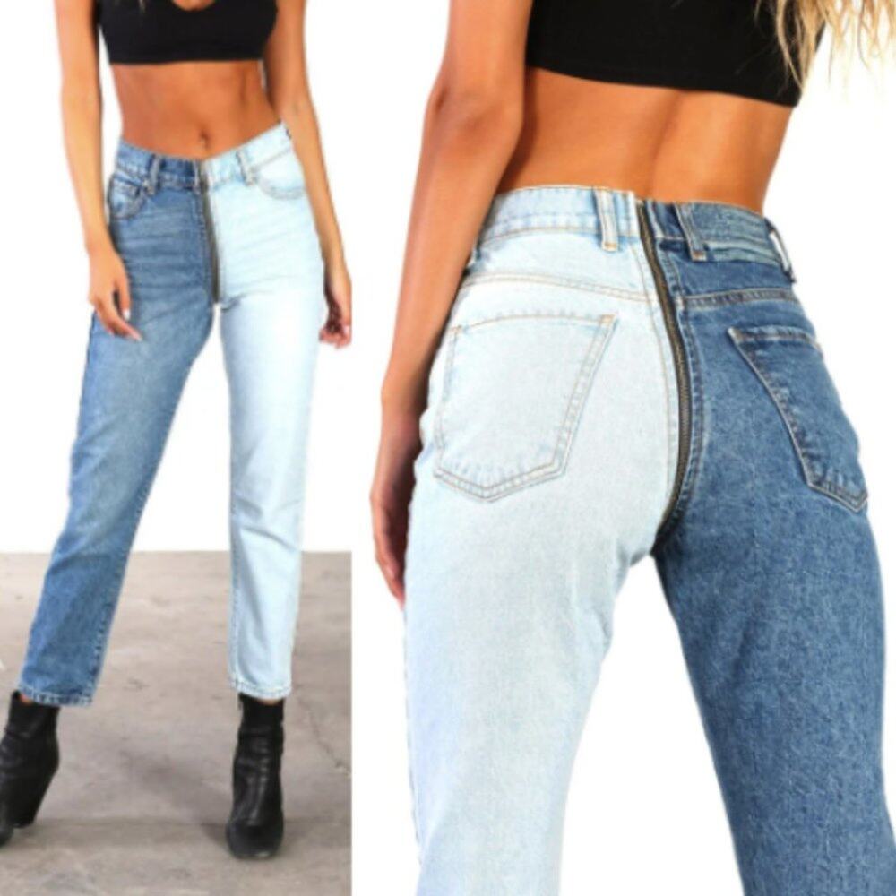 Revice Denim Yin Yang Two-Tone Zipper Jeans in Tokyo Wash
